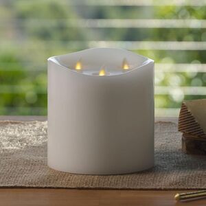 Luminara Tri-Flame Cordless Indoor LED Candle for Decoration, 5.8"x5.7" - White